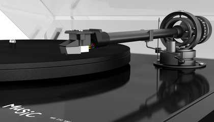 Vinyl turntable player isolated on white background 3d