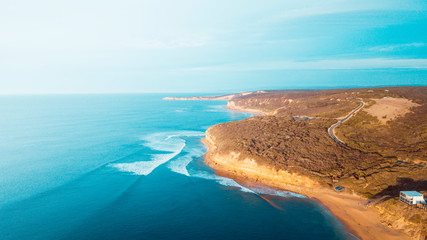 Aerial Perspective of Waves and Coastline of Great Ocean Road Australia