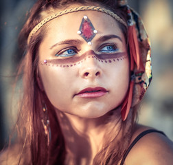 Obraz premium Portrait of a beautiful ethnic woman