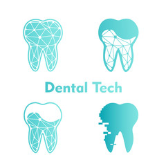 Set of Dental Tech Logo on dark background. Vector illustration
