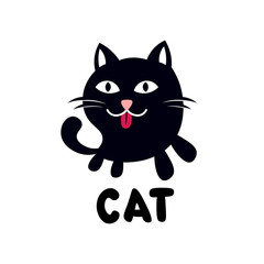 Cat logo cartoon design vector
