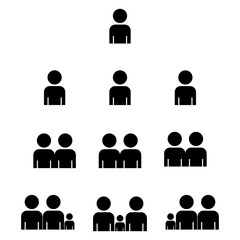 A group of people or groups of users. Friends vector flat icon for applications and websites. Black icons on a white background