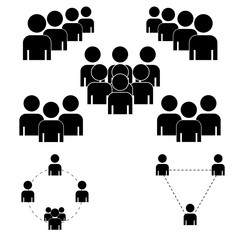 A group of people or groups of users. Friends vector flat icon for applications and websites. Black icons on a white background