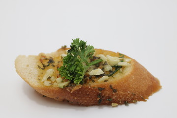 Italian Food, Garlic Bread, Grilled Baguette topped with Garlic butter