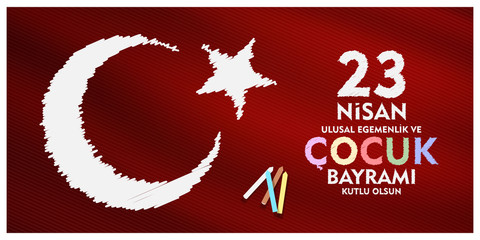 23 April, National Sovereignty and Children’s Day (23 nisan ulusal egemenlik ve cocuk bayrami) vector illustration to share on social media