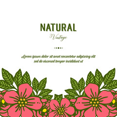 Vector illustration design green leaf flower frame with shape of natural vintage