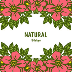 Vector illustration design green leaf flower frame with shape of natural vintage