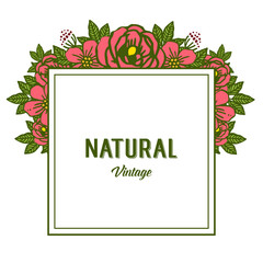 Vector illustration pattern art pink wreath frame with natural vintage decor