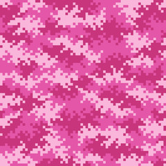 Fototapeta na wymiar Camouflage pixel pattern in Pink seamlessly tileable