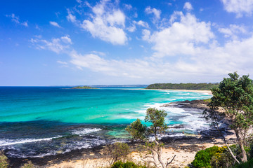 Australia Coastal Ocean View of Island on Sunny Day