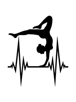 puls yoga herzschlag frequenz frau gymnastik sport turnen ballette m&auml;dchen weiblich tunerin silhouette logo clipart verein
