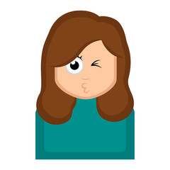 Isolated woman winking cartoon. Vector illustration design