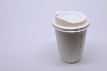take away cup for hot coffee drink on white background