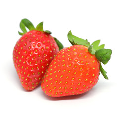 red strawberry fruit isolated on white background