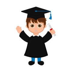 Cute graduated boy image. Vector illustration design