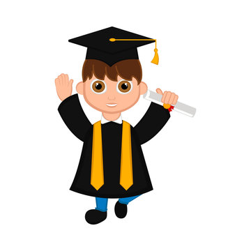 Cute graduated boy image. Vector illustration design