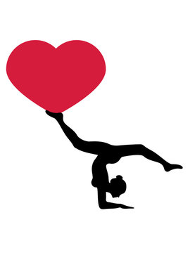 herz liebe verliebt i love gymnastik frau yoga sport turnen ballette m&auml;dchen weiblich silhouette logo clipart verein