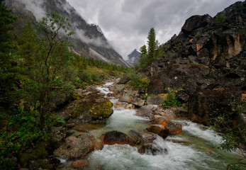 River valley in the mountains in Eastern Sayan