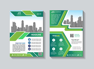 modern cover, brochure, layout for annual report with city background