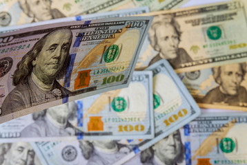 Obraz na płótnie Canvas American money lot of dollars close up