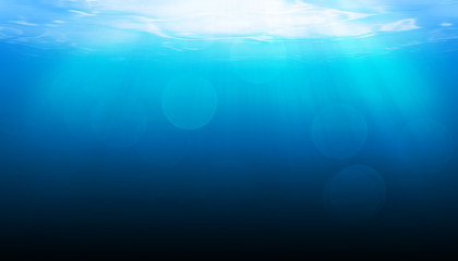 Blue ocean scene and bokeh little blur setting on middle dark background