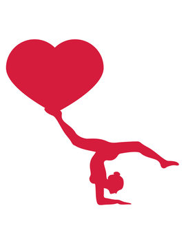 gymnastik herz liebe verliebt i love frau yoga sport turnen ballette m&auml;dchen weiblich silhouette logo clipart verein
