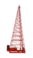 Derrick pile isolated.Derrick drop hammer.pile rig on white background.