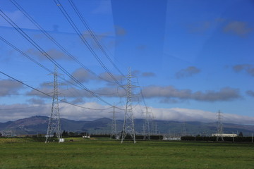 送電鉄塔がある風景(ニュージーランド)