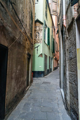 Narrow street in old city. Genoa. Italy