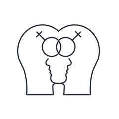 Gay marriage vector flat illustration. Homosexual couple. Love wins. Vector linear icon.