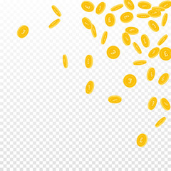 British pound coins falling. Scattered small GBP c