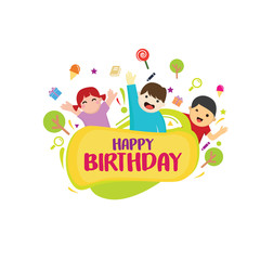 Playful Kids Background With Happy Birthday Text