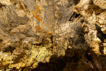 Dong Thien Cung cave this is one of the most beautiful caves in Halong Bay, Vietnam.