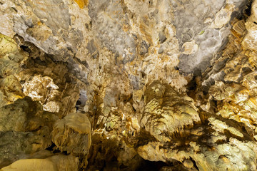 Dong Thien Cung cave this is one of the most beautiful caves in Halong Bay, Vietnam.