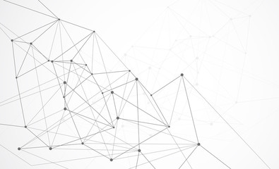 Abstract connecting dots and lines with geometric background. Modern technology connection science, Polygonal structure background. Vector illustration