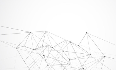 Abstract connecting dots and lines with geometric background. Modern technology connection science, Polygonal structure background. Vector illustration