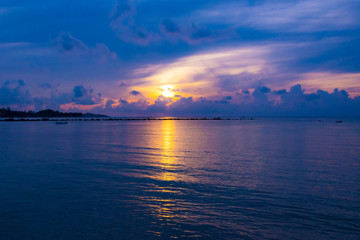 Sunset sky reflect on the sea, Light and cloud of the sunset is peaceful