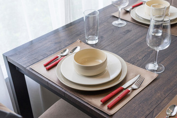 luxury plate setting on dinning table