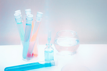 Test tubes with liquid for scientific research.