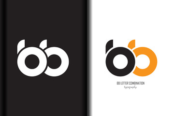 Design of alphabet letter logo bb b b combination with black orange white color for a company or business - Vector