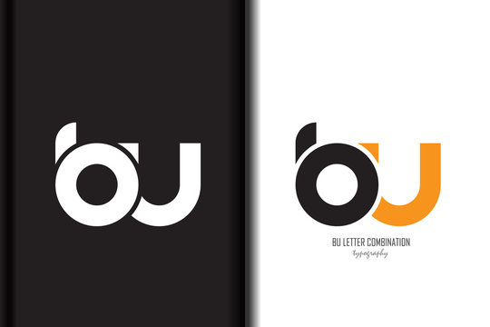 Design of alphabet letter logo bu b u combination with black orange white color for a company or business - Vector