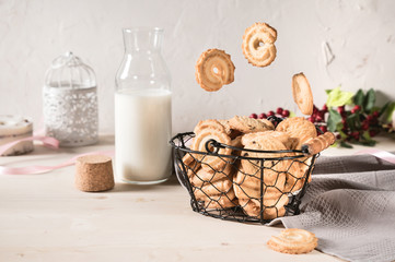 Vanilla Cookies on wooden table