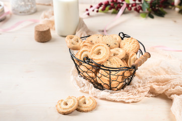 Fototapeta na wymiar Vanilla Cookies on wooden table