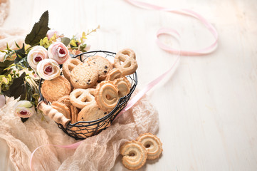 Vanilla Cookies on wooden table