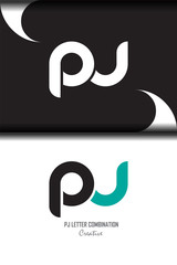 Fototapeta premium pj p j circle lowercase design of alphabet letter combination with infinity suitable as a logo for a company or business - Vector
