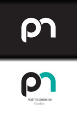 pn p n circle lowercase design of alphabet letter combination with infinity suitable as a logo for a company or business - Vector