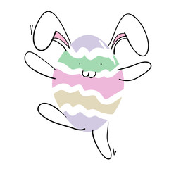 cute hand drawn easter rabbit character with doodle style