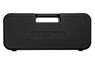 black plastic case for weapons or tools isolated on white back