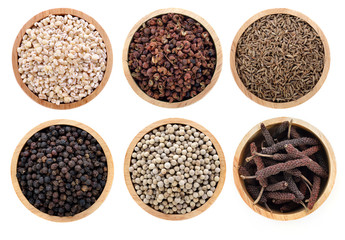 Thai herbs spices on a white background.