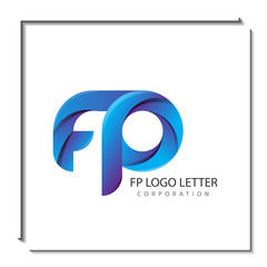 FP circle lowercase design of alphabet letter combination with infinity suitable as a logo for a company or business - Vector